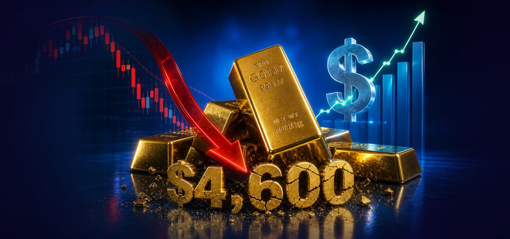 Giá vàng giảm xuống dưới $4,600 khi Chỉ số USD Index nỗ lực phục hồi