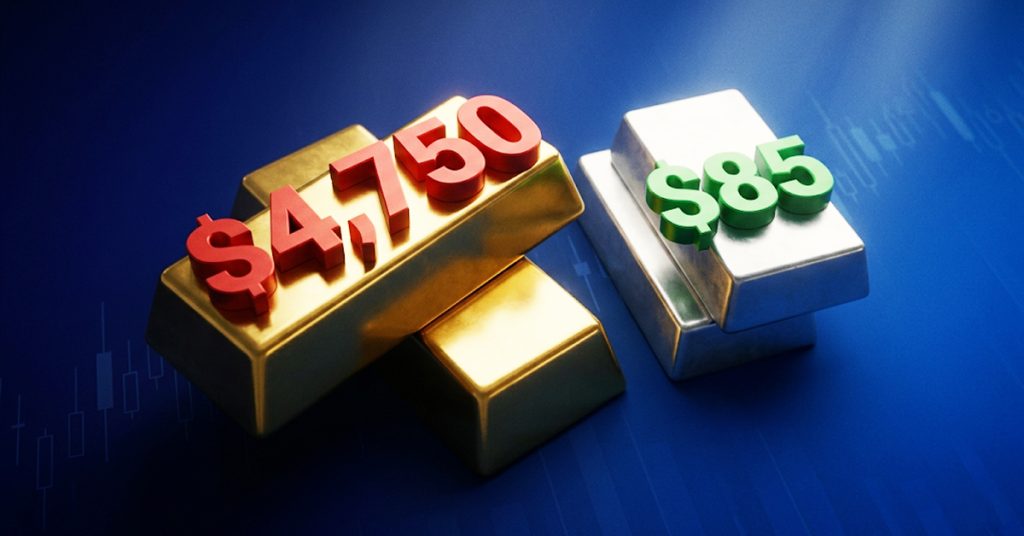 Giá vàng đối mặt với kháng cự quanh mức $4,750. Bạc ổn định trên mức $85.