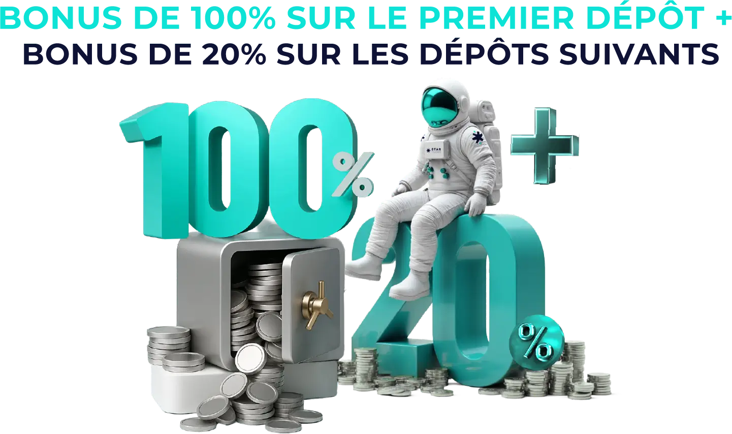 Bonus De 100% Sur Le Premier Dépôt + Bonus De 20% Sur Les Dépô
