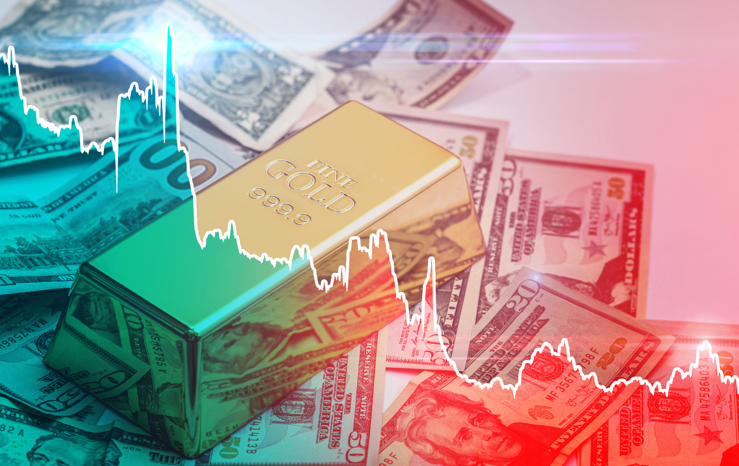 Gold bar and US dollar bills amid US CPI inflation today