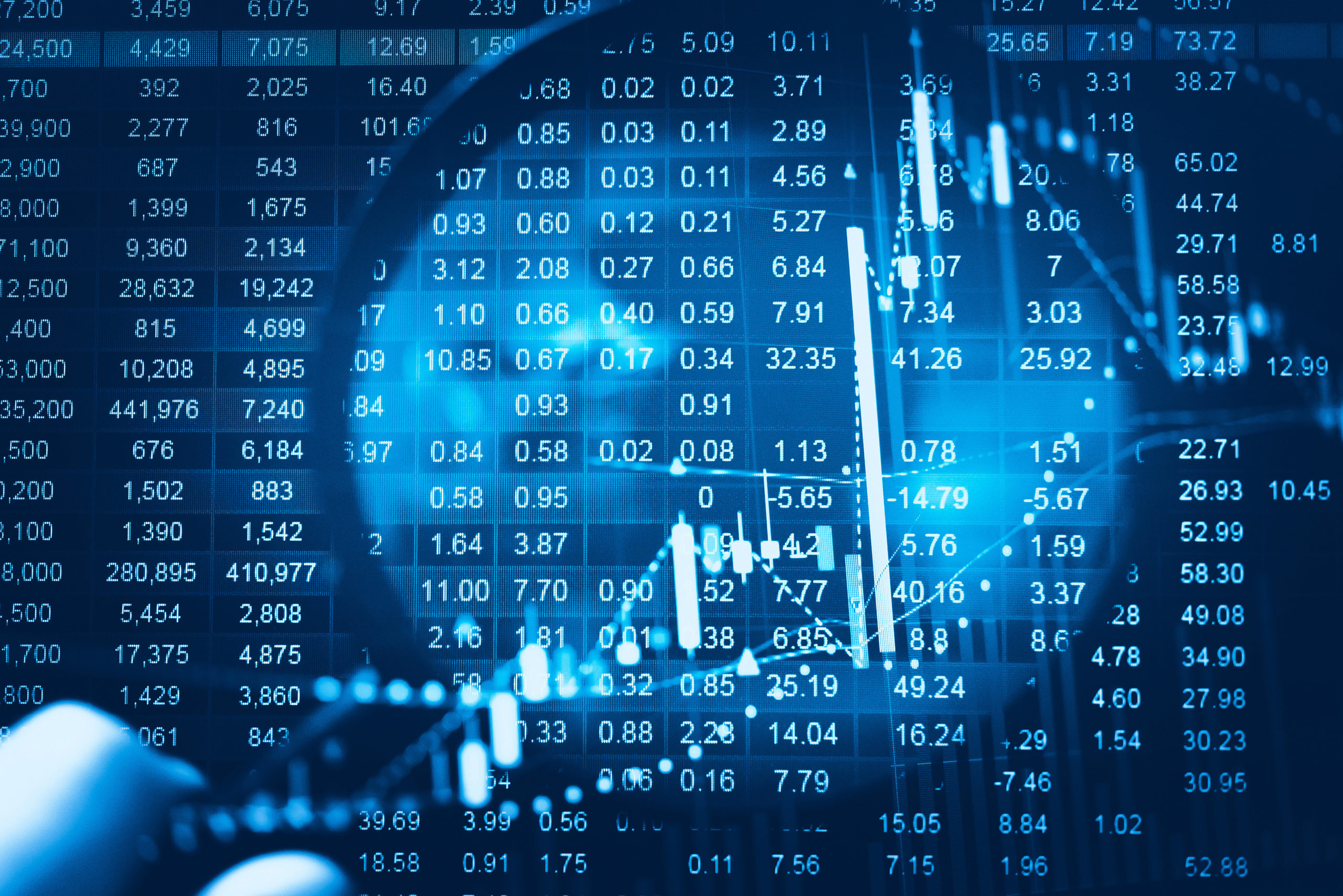 Display of stock market for business