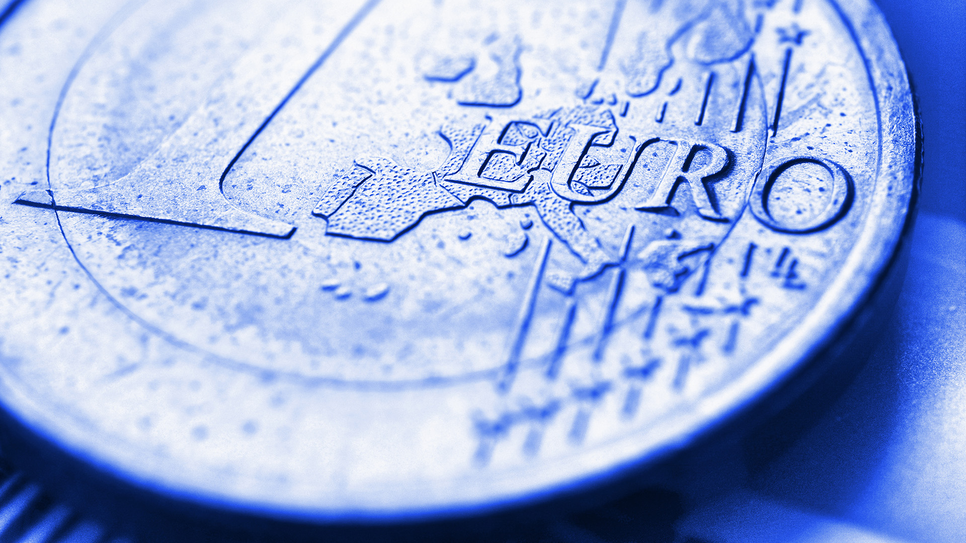 1 Euro coin overlayed in blue