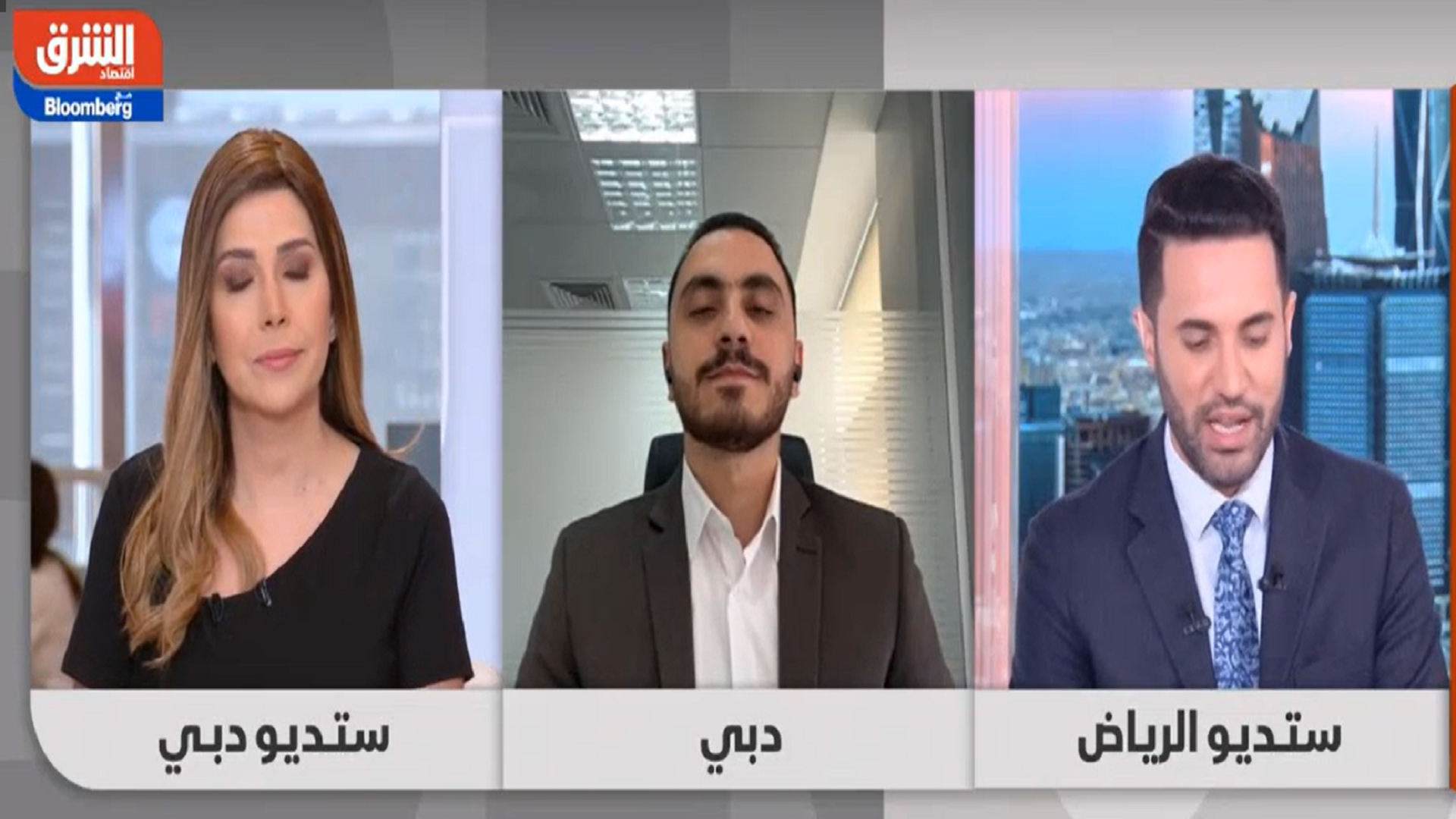 Market Analyst Asharq interview Khaled with the rest of Asharq reporters.