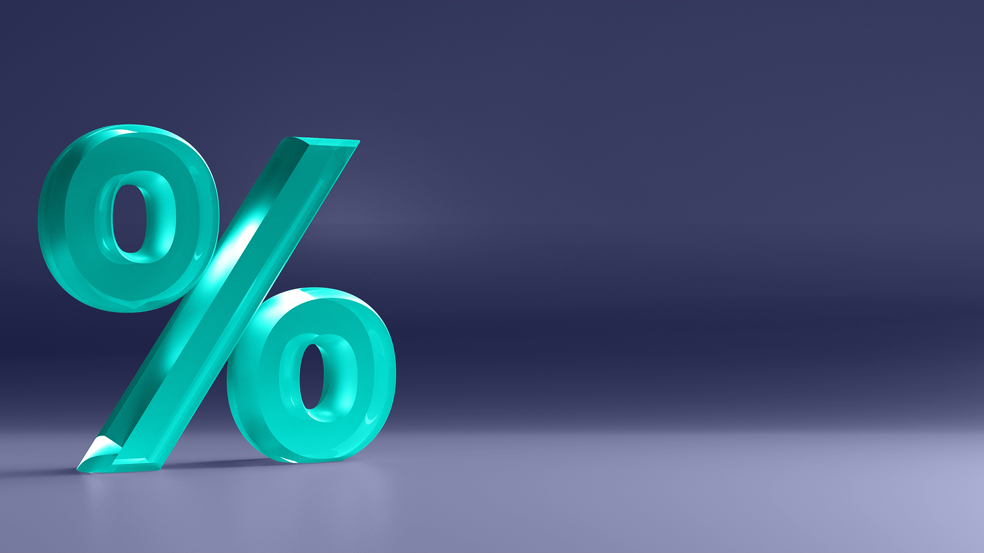 Percentage in turquoise color with a dark background