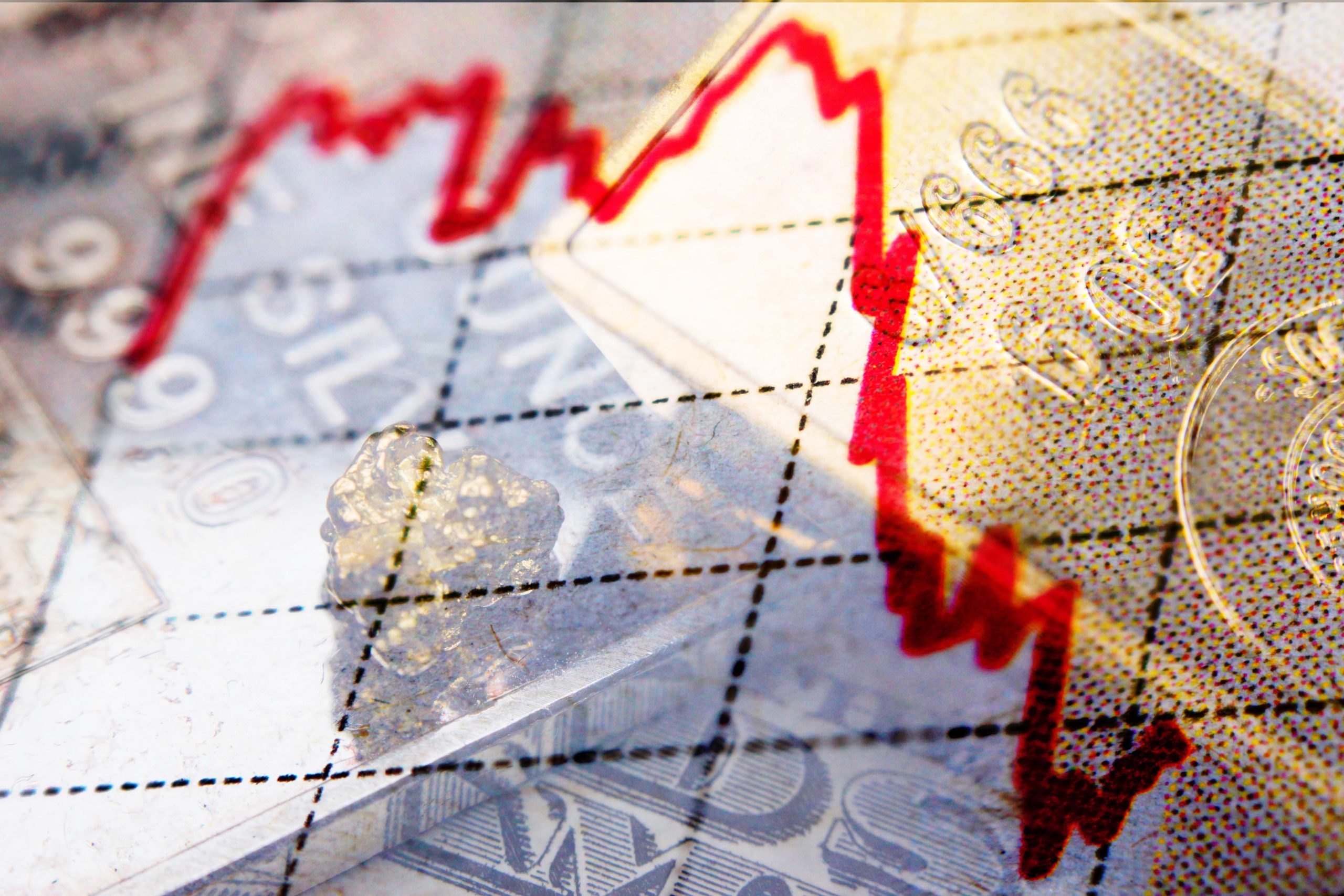 Gold prices had slipped showing a line graph chart falling and in red