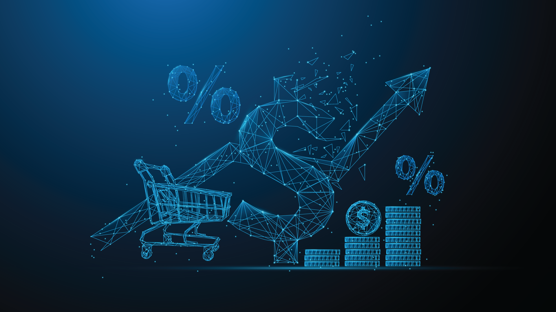 US dollar symbol, dollar coins, and inflation rate.