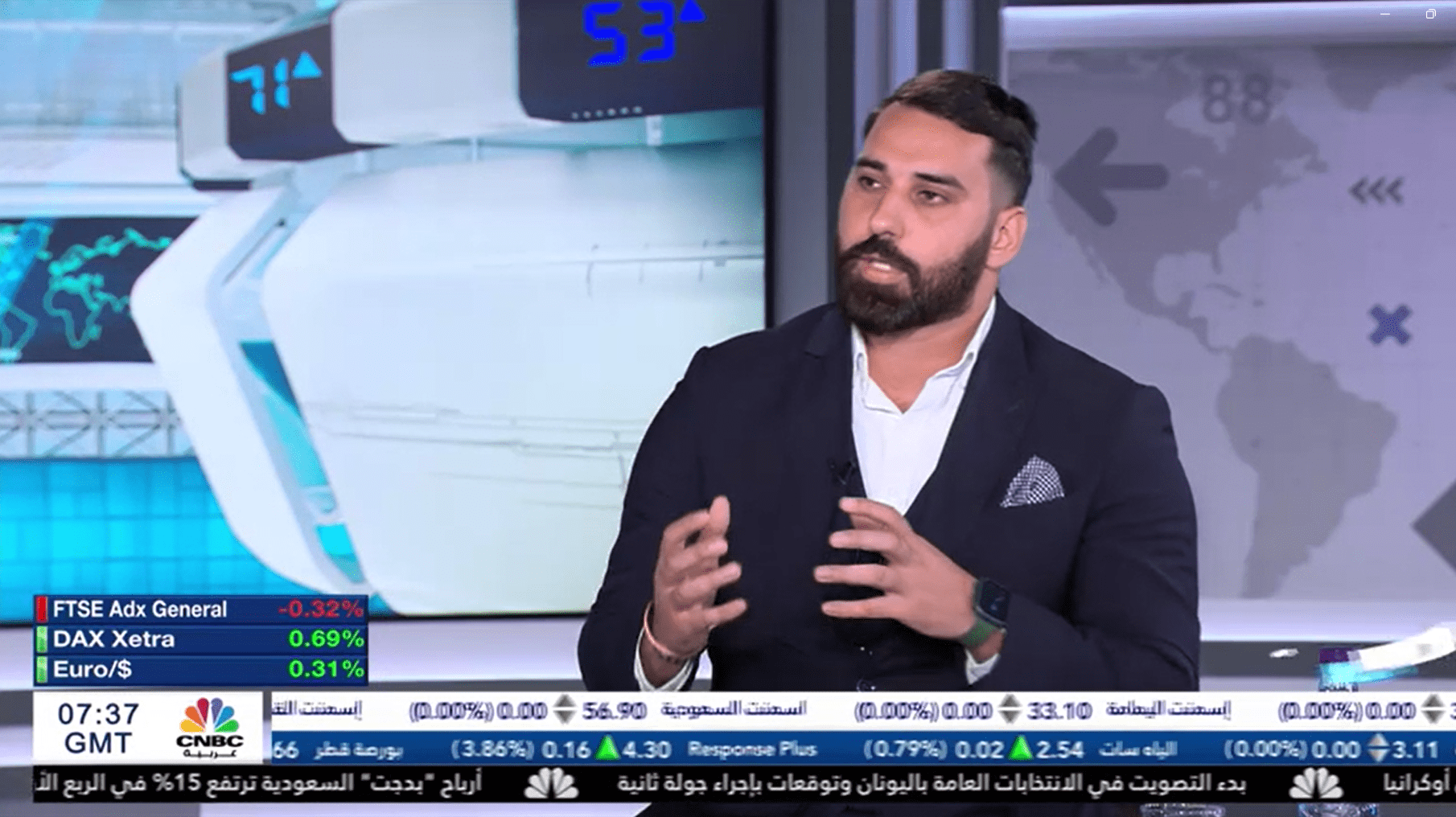 مقابلة تلفزيونية مع أيمن النوباني للتحدّث عن تأثيرات أزمة سقف الدين