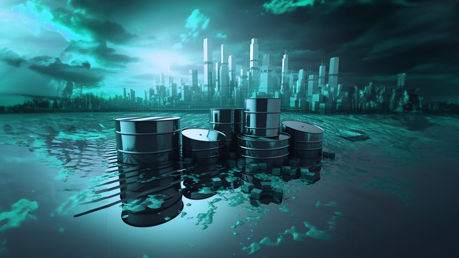 Crude oil barrels in green overlay amid Oil Prices Rise High, and Gold Stabilizes Above 1960