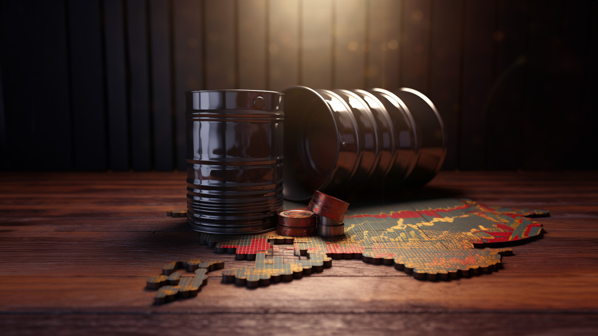oil barrel and gold coins