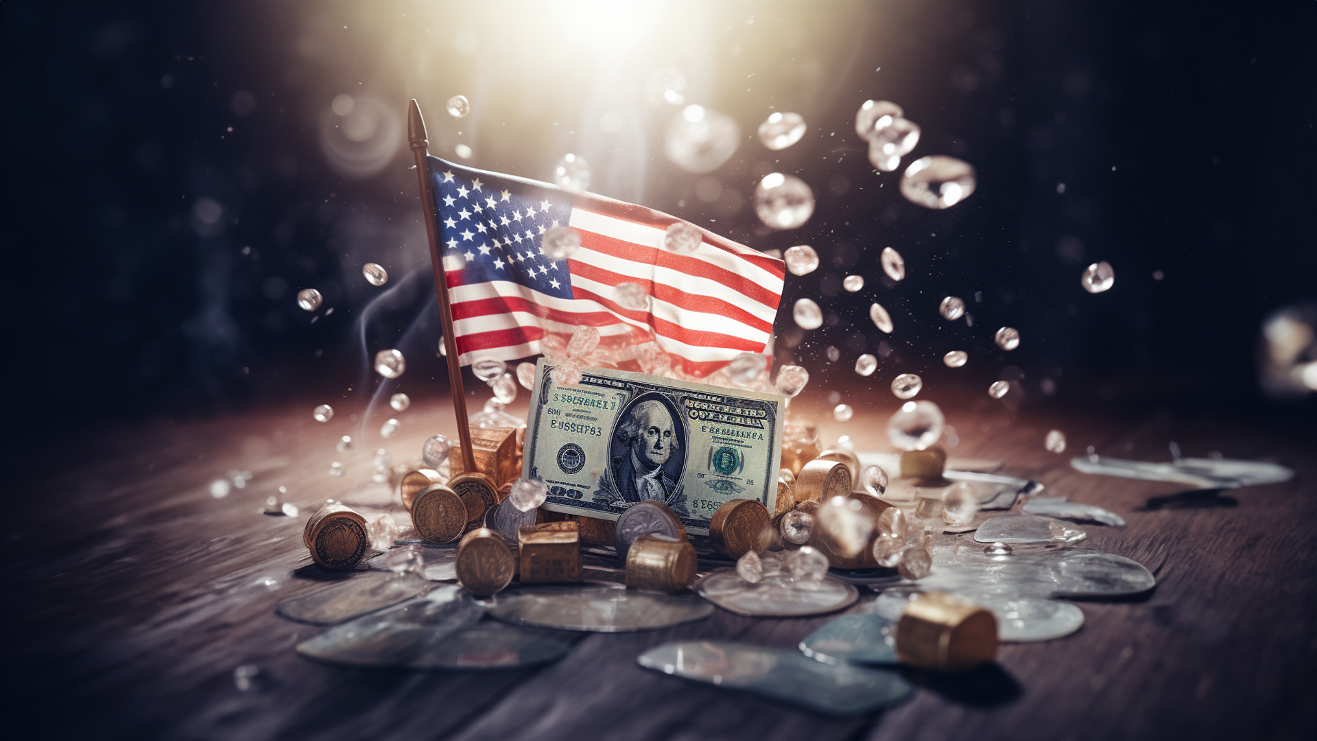 US flag and US dollar bills and coins amid U.S. Inflation Surges Driven by Rising Oil Prices